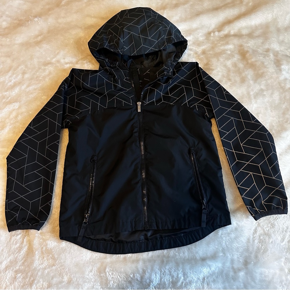 All in Motion Kids Windbreaker - Black with Geometric Pattern - Lightweight